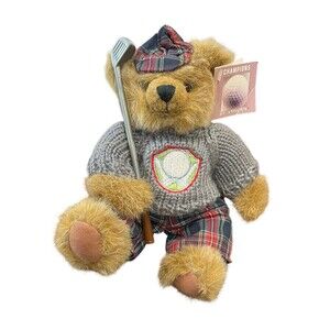 Champions By Amscan Vintage Large Golf Bear Plush Toy 10"  NWT